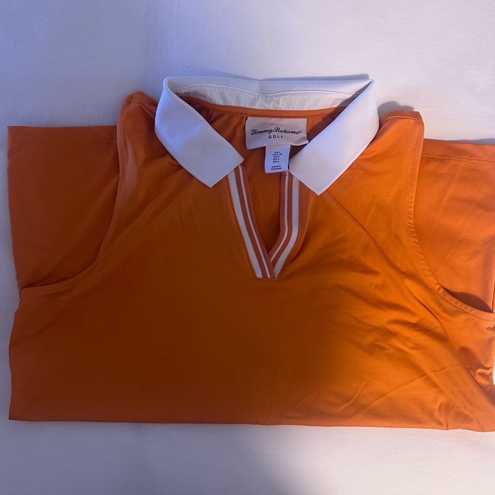 Tommy Bahama Orange Polo with White Collar